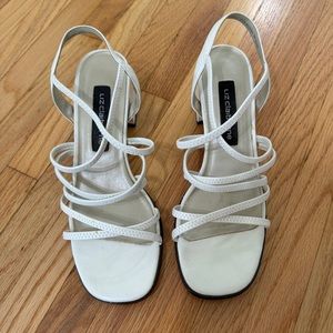 Liz Claiborne vintage 90s strappy minimalist y2k white block heel sandals 7